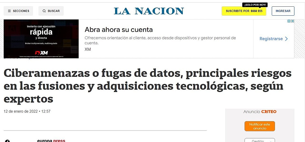 Ciberamenazas o fugas de datos, principales riesgos en las fusiones y adquisiciones tecnolgicas, segn expertos